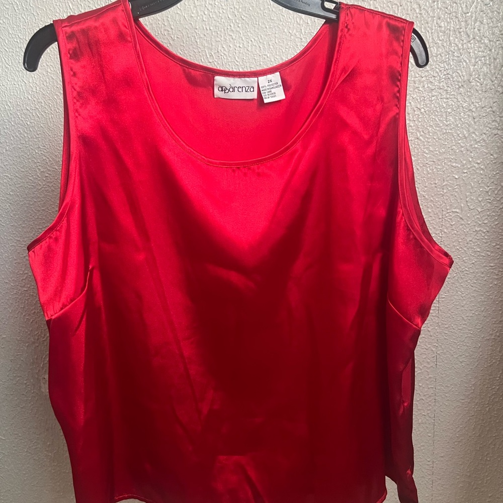 Apparenza Vibrant Red Satin Tank Top